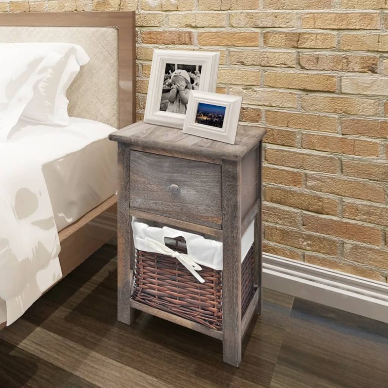 vidaXL Mesita de noche de madera marrón vidaXL Mesita de noche de madera marrón