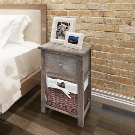 vidaXL Mesita de noche de madera marrón 