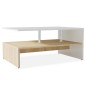 vidaXL Mesa de centro madera de ingeniería blanco y roble 90x59x42 cm vidaXL Mesa de centro madera de ingeniería blanco y roble 90x59x42 cm