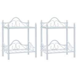 vidaXL Mesitas de noche acero vidrio templado 45x30,5x60cm blanco 2uds