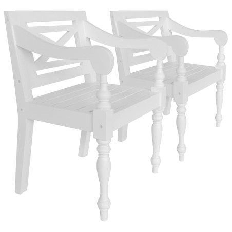 vidaXL Sillas Batavia 2 unidades madera maciza de caoba blanco 