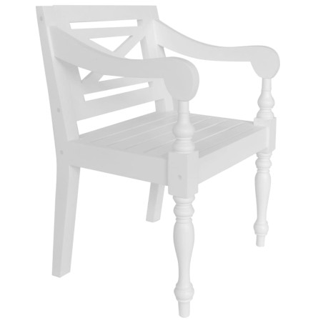 vidaXL Sillas Batavia 2 unidades madera maciza de caoba blanco 