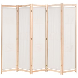 vidaXL Biombo divisor 5 paneles de tela crema 200x170x4 cm 