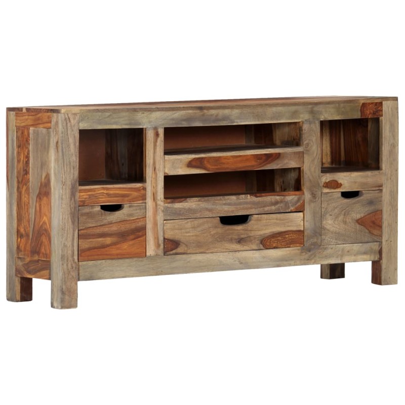 vidaXL Aparador de madera maciza de sheesham gris 100x30x50 cm