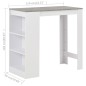 vidaXL Mesa alta de cocina con estantería blanca 110x50x103 cm vidaXL Mesa alta de cocina con estantería blanca 110x50x103 cm