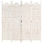 vidaXL Biombo 4 paneles tallado a mano madera mango blanco 160x165 cm vidaXL Biombo 4 paneles tallado a mano madera mango blanco 160x165 cm