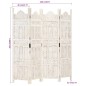 vidaXL Biombo 4 paneles tallado a mano madera mango blanco 160x165 cm vidaXL Biombo 4 paneles tallado a mano madera mango blanco 160x165 cm