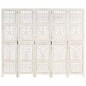 vidaXL Biombo 5 paneles tallado a mano madera mango blanco 200x165 cm vidaXL Biombo 5 paneles tallado a mano madera mango blanco 200x165 cm