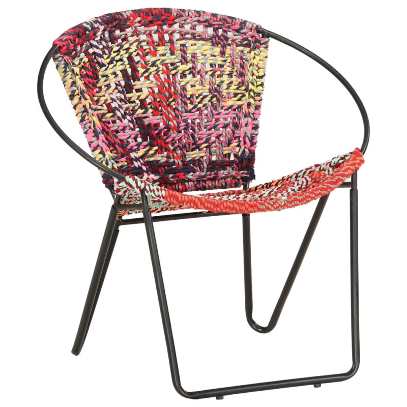 vidaXL Silla circular chindi de tela multicolor vidaXL Silla circular chindi de tela multicolor