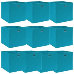 vidaXL Cajas de almacenaje 10 uds tela azul celeste 32x32x32 cm