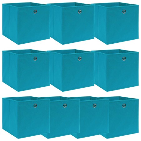 vidaXL Cajas de almacenaje 10 uds tela azul celeste 32x32x32 cm