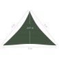 vidaXL Toldo de vela HDPE verde oscuro 160 g/m² 3x3x3 m