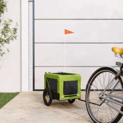 vidaXL Remolque de bicicleta mascotas hierro tela Oxford verde negro