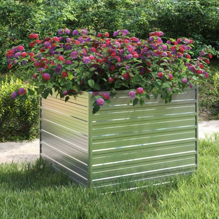 vidaXL Arriate de acero galvanizado plateado 100x100x77 cm