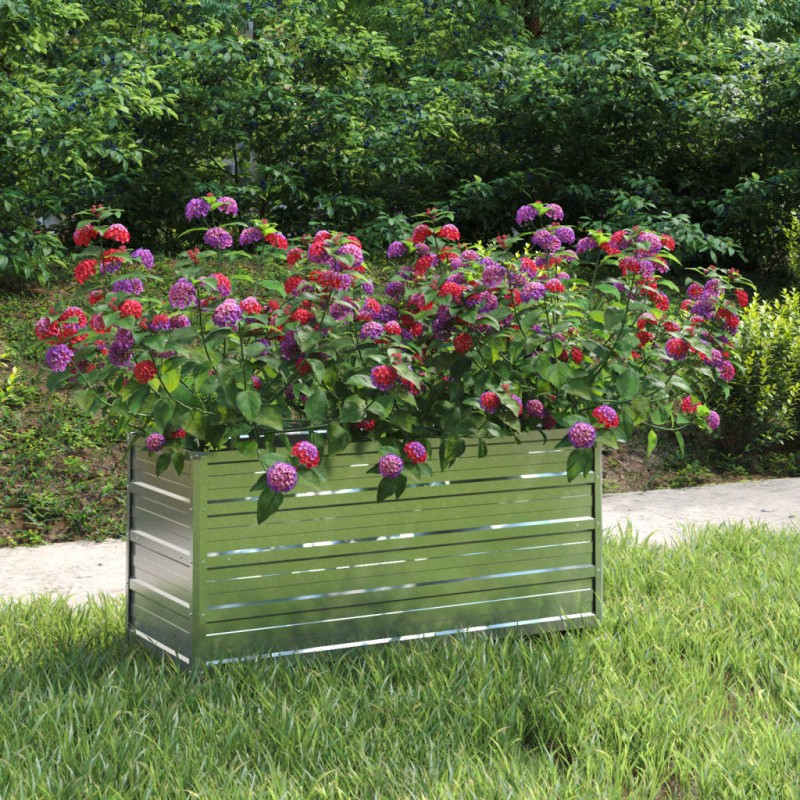 vidaXL Arriate de acero galvanizado plateado 100x40x45 cm vidaXL Arriate de acero galvanizado plateado 100x40x45 cm