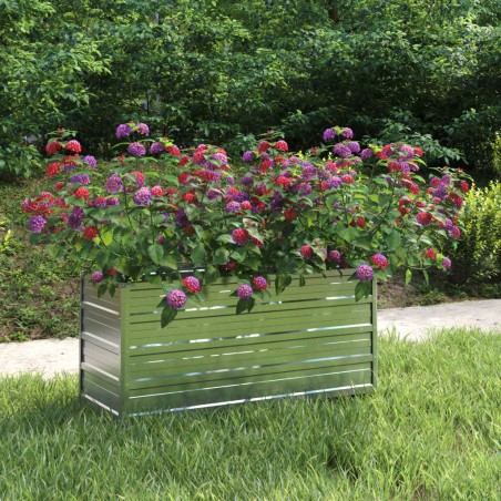 vidaXL Arriate de acero galvanizado plateado 100x40x45 cm