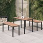 vidaXL Set de comedor de jardín 3 pzas acero y WPC marrón y negro vidaXL Set de comedor de jardín 3 pzas acero y WPC marrón y negro