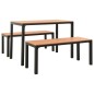vidaXL Set de comedor de jardín 3 pzas acero y WPC marrón y negro vidaXL Set de comedor de jardín 3 pzas acero y WPC marrón y negro