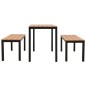 vidaXL Set de comedor de jardín 3 pzas acero y WPC marrón y negro vidaXL Set de comedor de jardín 3 pzas acero y WPC marrón y negro