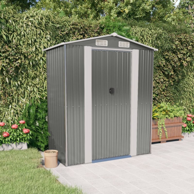vidaXL Cobertizo de jardín acero galvanizado gris claro 192x108x223 cm