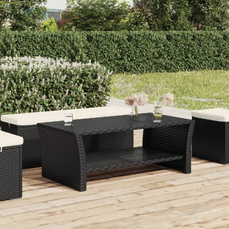 vidaXL Mesa de centro negra 100x50x40 cm ratán sintético vidaXL Mesa de centro negra 100x50x40 cm ratán sintético