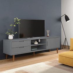 vidaXL Mueble de TV MOLDE madera maciza de pino gris 158x40x49 cm