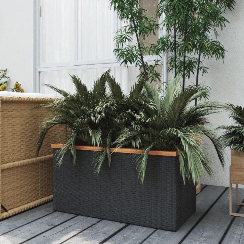 vidaXL Jardinera de ratán sintético negra 80x40x40 cm vidaXL Jardinera de ratán sintético negra 80x40x40 cm