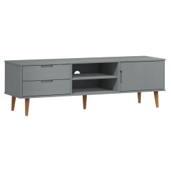 vidaXL Mueble de TV MOLDE madera maciza de pino gris 158x40x49 cm