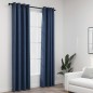 vidaXL Cortinas opacas con ojales look de lino 2 pzas azul 140x225 cm vidaXL Cortinas opacas con ojales look de lino 2 pzas azul 140x225 cm