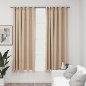 vidaXL Cortinas opacas con ganchos look de lino 2 pzas beige 140x175cm