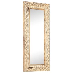 vidaXL Espejo tallado a mano madera maciza de mango 110x50x2,6 cm