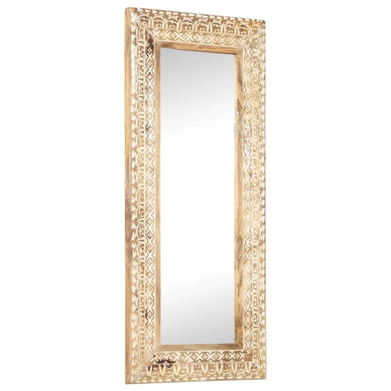 vidaXL Espejo tallado a mano madera maciza de mango 110x50x2,6 cm vidaXL Espejo tallado a mano madera maciza de mango 110x50x2,6 cm