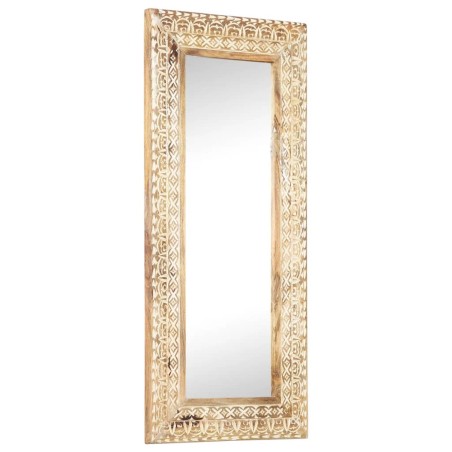 vidaXL Espejo tallado a mano madera maciza de mango 110x50x2,6 cm