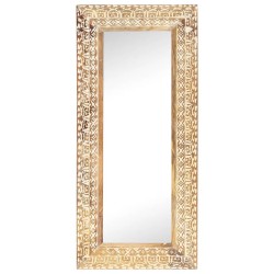 vidaXL Espejo tallado a mano madera maciza de mango 110x50x2,6 cm