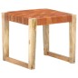 vidaXL Taburete de cuero auténtico marrón claro madera de mango maciza vidaXL Taburete de cuero auténtico marrón claro madera de mango maciza