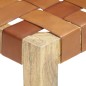 vidaXL Taburete de cuero auténtico marrón claro madera de mango maciza vidaXL Taburete de cuero auténtico marrón claro madera de mango maciza