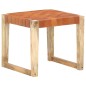vidaXL Taburete de cuero auténtico marrón claro madera de mango maciza vidaXL Taburete de cuero auténtico marrón claro madera de mango maciza
