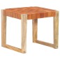 vidaXL Taburete de cuero auténtico marrón claro madera de mango maciza vidaXL Taburete de cuero auténtico marrón claro madera de mango maciza