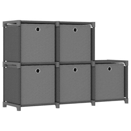 vidaXL Estantería de 5 cubos con cajas tela gris 103x30x72,5 cm