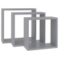 vidaXL Estantes cubo de pared 3 unidades MDF gris vidaXL Estantes cubo de pared 3 unidades MDF gris