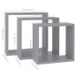 vidaXL Estantes cubo de pared 3 unidades MDF gris vidaXL Estantes cubo de pared 3 unidades MDF gris