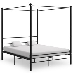 vidaXL Estructura de cama con dosel metal negro 160x200 cm 