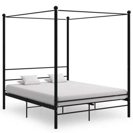 vidaXL Estructura de cama con dosel metal negro 160x200 cm 