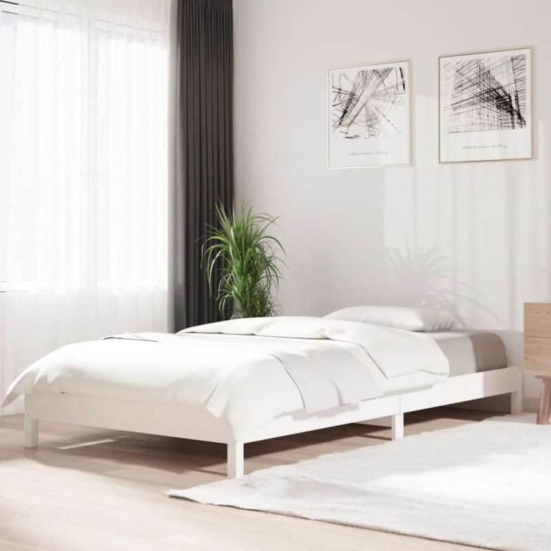 vidaXL Cama apilable de madera pino maciza blanco 90x200 cm vidaXL Cama apilable de madera pino maciza blanco 90x200 cm