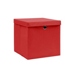 vidaXL Cajas de almacenaje con tapas 10 uds rojo 28x28x28 cm