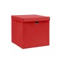 vidaXL Cajas de almacenaje con tapas 10 uds rojo 28x28x28 cm vidaXL Cajas de almacenaje con tapas 10 uds rojo 28x28x28 cm