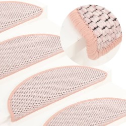 vidaXL Alfombrilla autoadhesiva escalera sisal 15 uds roja 65x21x4 cm