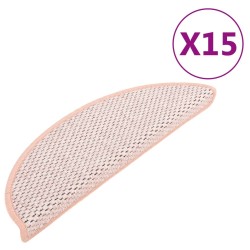 vidaXL Alfombrilla autoadhesiva escalera sisal 15 uds roja 65x21x4 cm