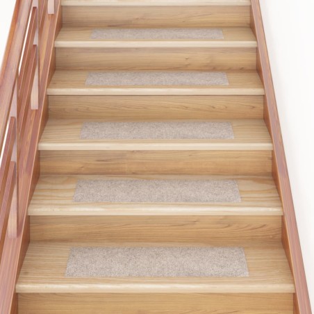 vidaXL Alfombrilla autoadhesiva escalera 15 uds crema 76x20 cm