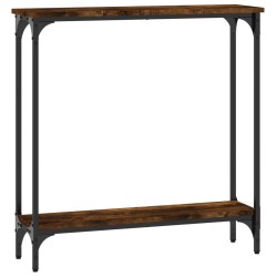 vidaXL Mesa consola madera de ingeniería roble ahumado 75x22,5x75 cm